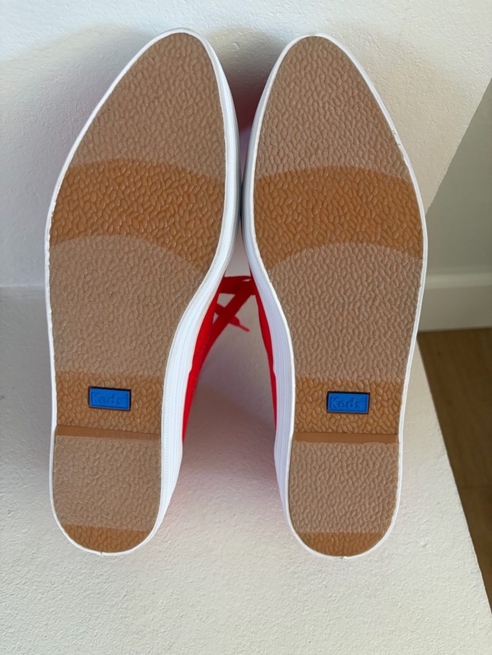 NWOB Keds Sz 8 Red Linen Blend Platform Lace Up Sneaker - Picture 7 of 8